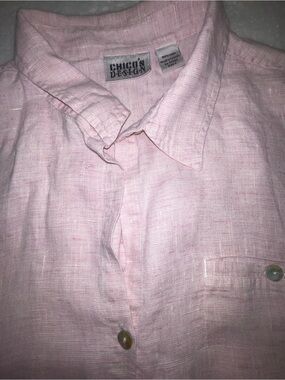 Chico's Light Pink Linen Blend Button-Front Shirt size 3